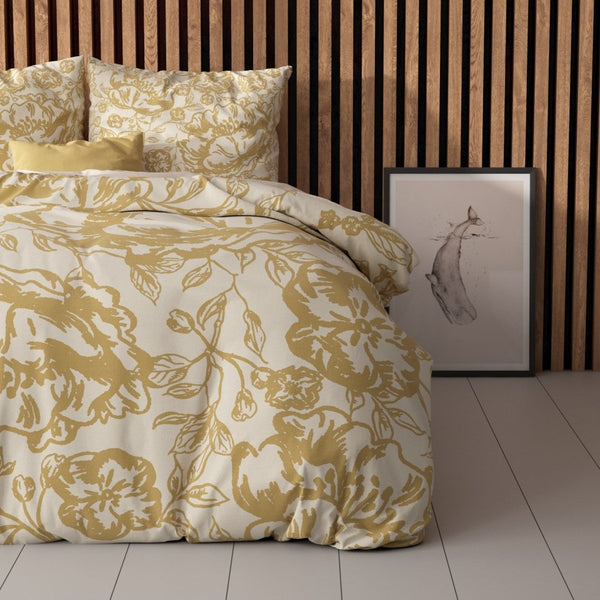 Super Soft Microfibre Duvet Cover Set Tela | Gold | Single - 140cm (W) x 220cm (L) - The Bedding & Blankets Store
