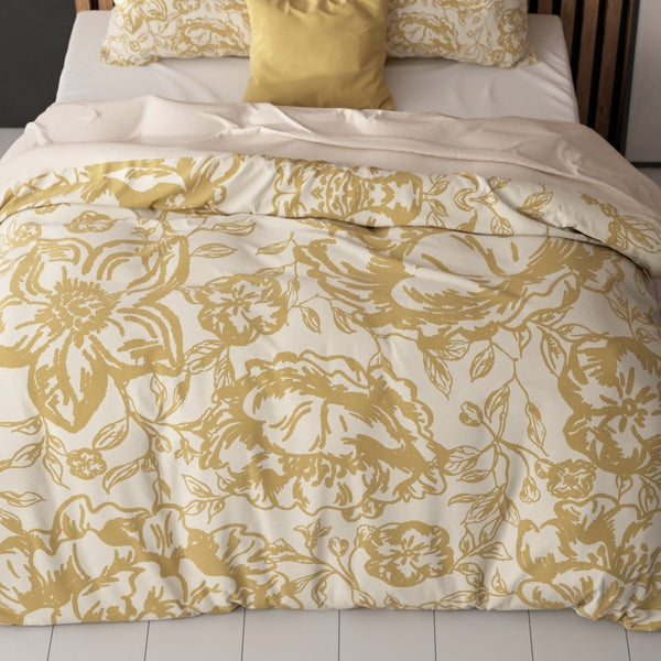 Super Soft Microfibre Duvet Cover Set Tela | Gold | Single - 140cm (W) x 220cm (L) - The Bedding & Blankets Store