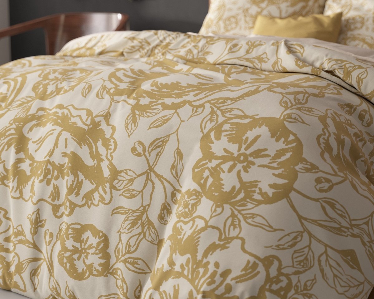 Super Soft Microfibre Duvet Cover Set Tela | Gold | Single - 140cm (W) x 220cm (L) - The Bedding & Blankets Store