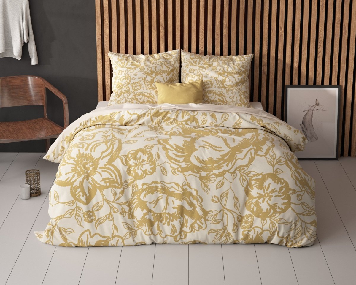 Super Soft Microfibre Duvet Cover Set Tela | Gold | Single - 140cm (W) x 220cm (L) - The Bedding & Blankets Store