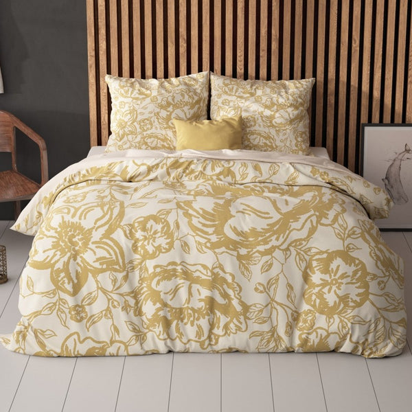 Super Soft Microfibre Duvet Cover Set Tela | Gold | Single - 140cm (W) x 220cm (L) - The Bedding & Blankets Store