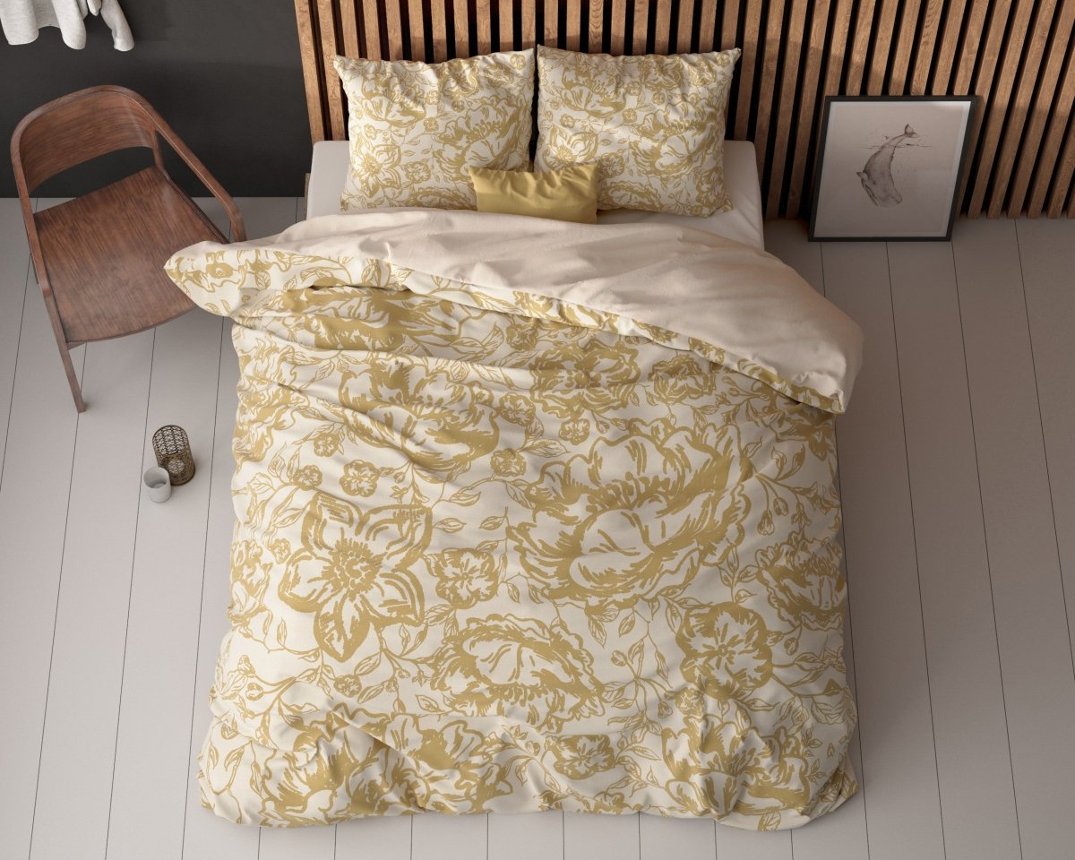 Super Soft Microfibre Duvet Cover Set Tela | Gold | Single - 140cm (W) x 220cm (L) - The Bedding & Blankets Store