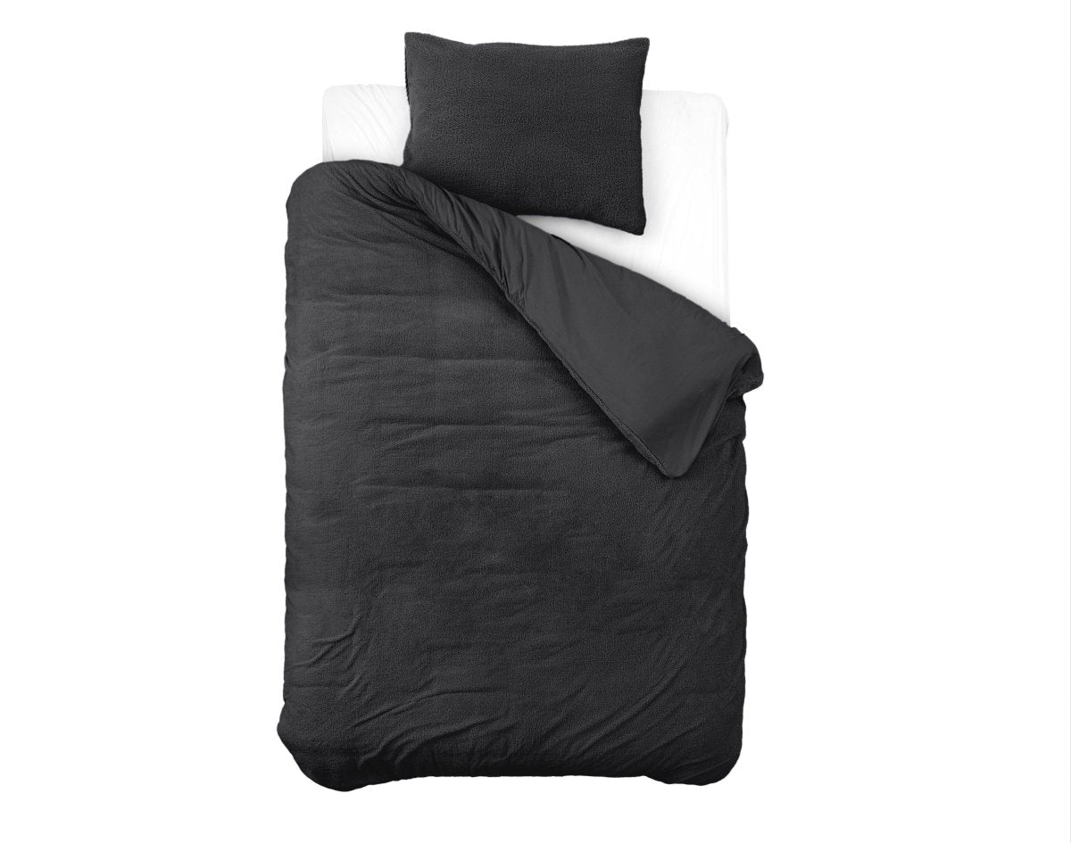 Teddy Fleece Duvet Cover Set | Anthracite | Single - 135cm (W) x 200cm (L) - The Bedding & Blankets Store