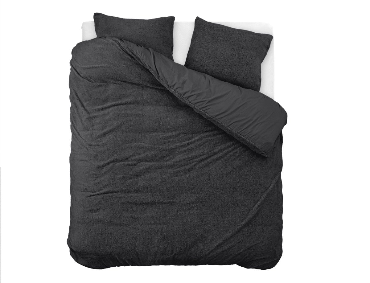 Teddy Fleece Duvet Cover Set | Anthracite | Single - 135cm (W) x 200cm (L) - The Bedding & Blankets Store