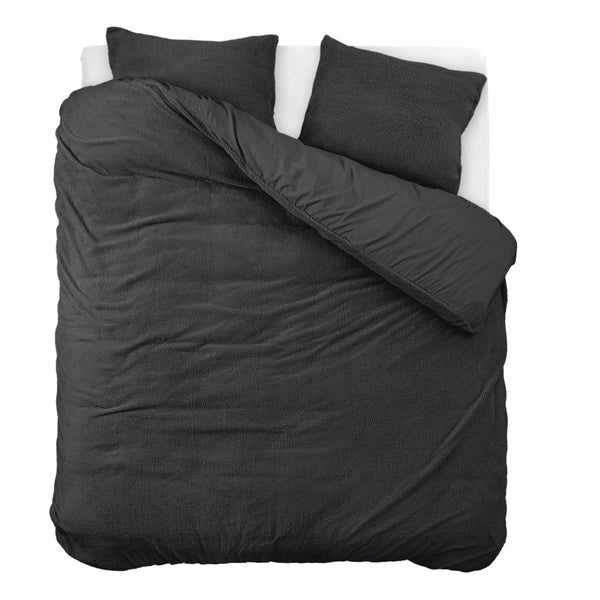Teddy Fleece Duvet Cover Set | Anthracite | Single - 135cm (W) x 200cm (L) - The Bedding & Blankets Store