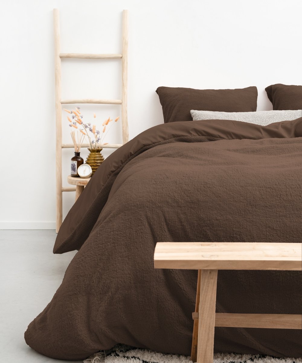 Teddy Fleece Duvet Cover Set | Brown | Single - 135cm (W) x 200cm (L) - The Bedding & Blankets Store