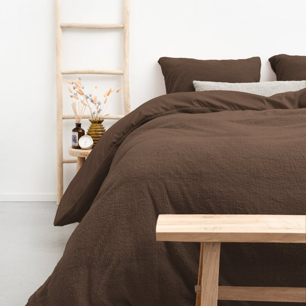 Teddy Fleece Duvet Cover Set | Brown | Single - 135cm (W) x 200cm (L) - The Bedding & Blankets Store