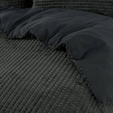 Teddy Fleece Duvet Cover Set Check | Anthracite | Single - 140cm (W) x 220cm (L) - The Bedding & Blankets Store