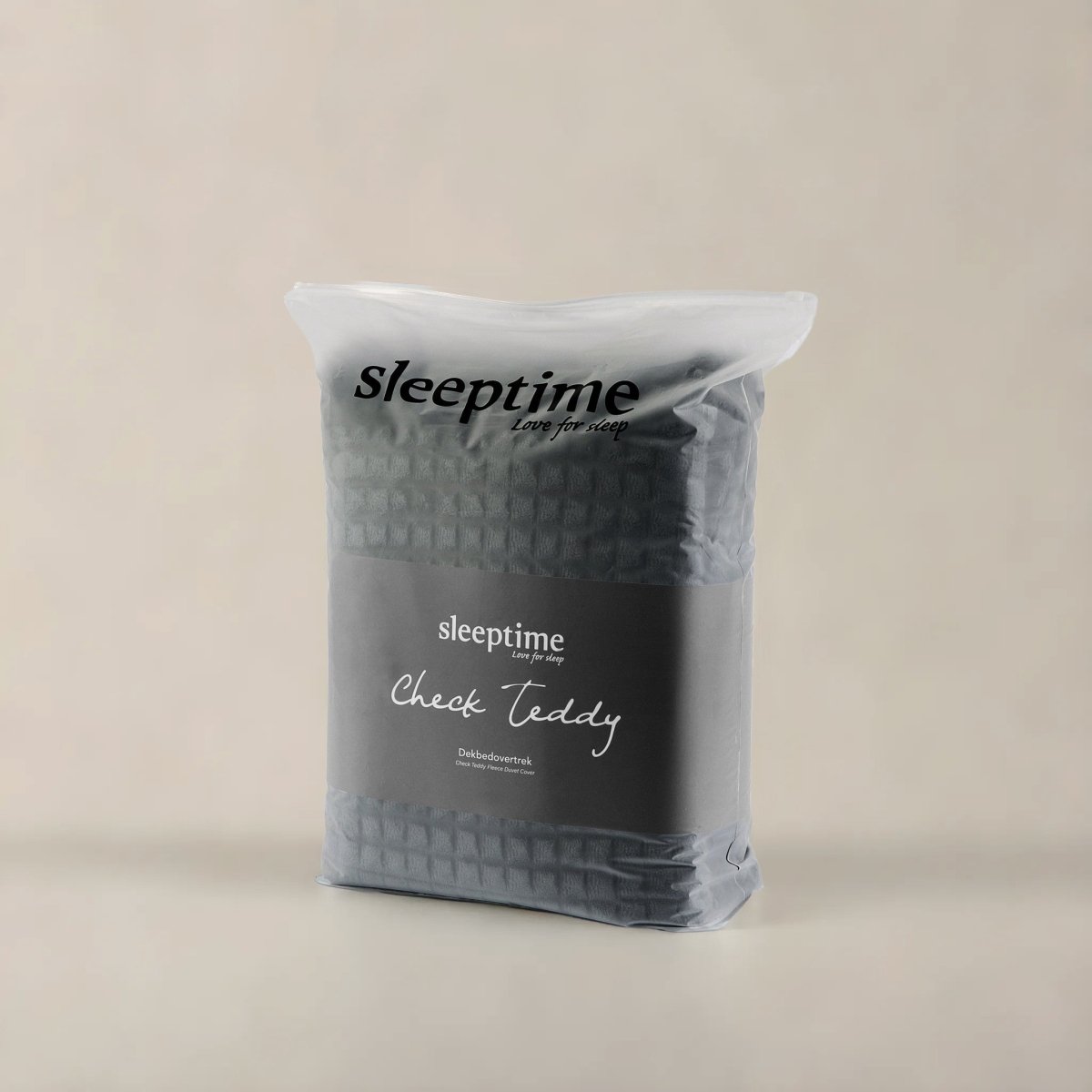 Teddy Fleece Duvet Cover Set Check | Anthracite | Single - 140cm (W) x 220cm (L) - The Bedding & Blankets Store