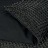 Teddy Fleece Duvet Cover Set Check | Anthracite | Single - 140cm (W) x 220cm (L) - The Bedding & Blankets Store