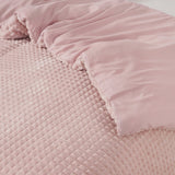 Teddy Fleece Duvet Cover Set Check | Pink | Single - 140cm (W) x 220cm (L) - The Bedding & Blankets Store