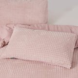 Teddy Fleece Duvet Cover Set Check | Pink | Single - 140cm (W) x 220cm (L) - The Bedding & Blankets Store