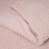 Teddy Fleece Duvet Cover Set Check | Pink | Single - 140cm (W) x 220cm (L) - The Bedding & Blankets Store