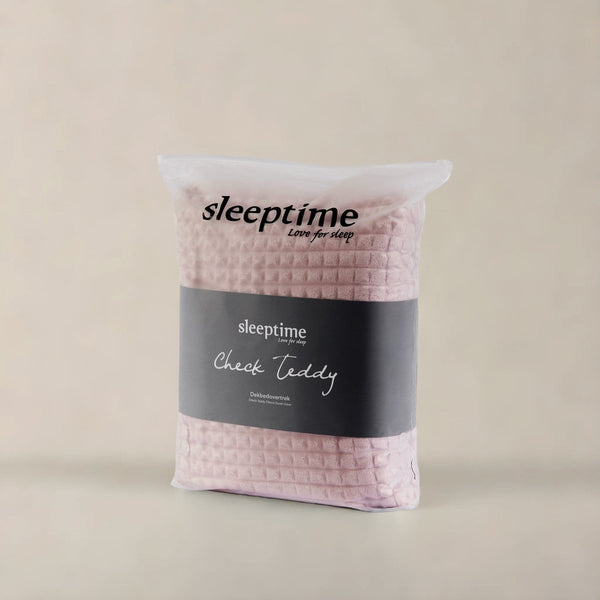 Teddy Fleece Duvet Cover Set Check | Pink | Single - 140cm (W) x 220cm (L) - The Bedding & Blankets Store