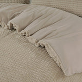Teddy Fleece Duvet Cover Set Check | Taupe | Single - 140cm (W) x 220cm (L) - The Bedding & Blankets Store