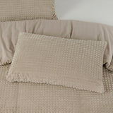 Teddy Fleece Duvet Cover Set Check | Taupe | Single - 140cm (W) x 220cm (L) - The Bedding & Blankets Store