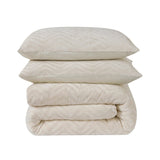 Teddy Fleece Duvet Cover Set Chevron | Cream | Single - 140cm (W) x 220cm (L) - The Bedding & Blankets Store
