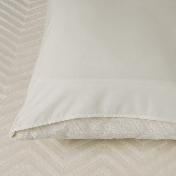 Teddy Fleece Duvet Cover Set Chevron | Cream | Single - 140cm (W) x 220cm (L) - The Bedding & Blankets Store
