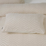 Teddy Fleece Duvet Cover Set Chevron | Cream | Single - 140cm (W) x 220cm (L) - The Bedding & Blankets Store
