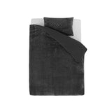 Teddy Fleece Duvet Cover Set Chevron | Grey Anthracite | Single - 140cm (W) x 220cm (L) - The Bedding & Blankets Store