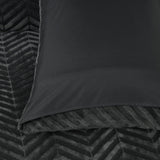 Teddy Fleece Duvet Cover Set Chevron | Grey Anthracite | Single - 140cm (W) x 220cm (L) - The Bedding & Blankets Store