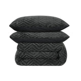 Teddy Fleece Duvet Cover Set Chevron | Grey Anthracite | Single - 140cm (W) x 220cm (L) - The Bedding & Blankets Store