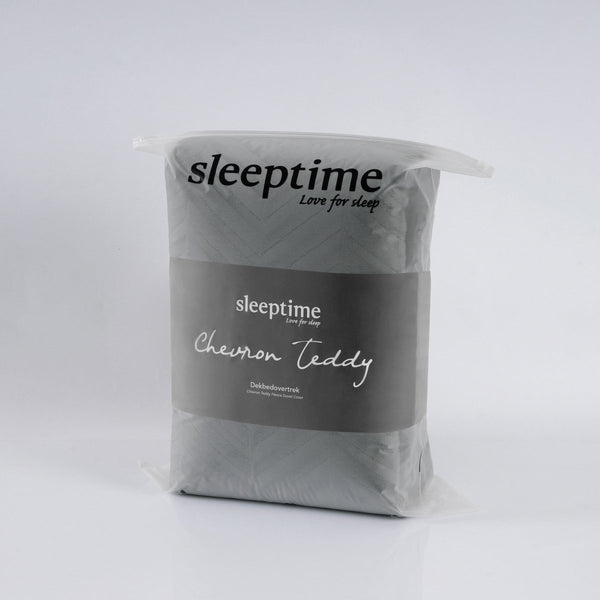 Teddy Fleece Duvet Cover Set Chevron | Grey Anthracite | Single - 140cm (W) x 220cm (L) - The Bedding & Blankets Store