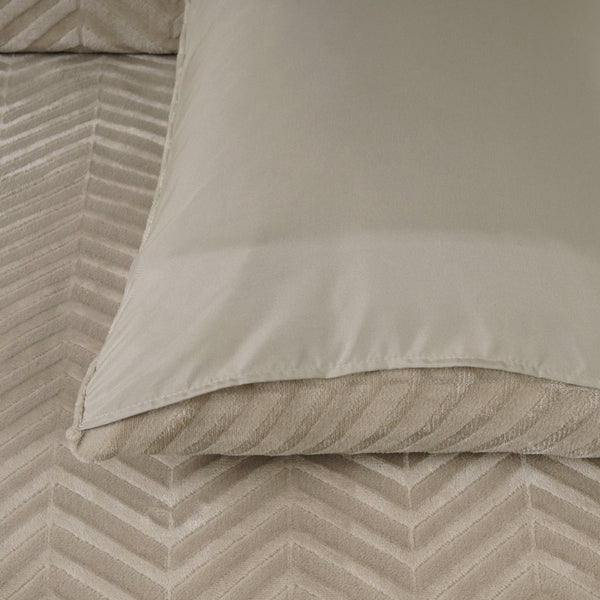 Teddy Fleece Duvet Cover Set Chevron | Taupe | Single - 140cm (W) x 220cm (L) - The Bedding & Blankets Store