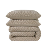 Teddy Fleece Duvet Cover Set Chevron | Taupe | Single - 140cm (W) x 220cm (L) - The Bedding & Blankets Store
