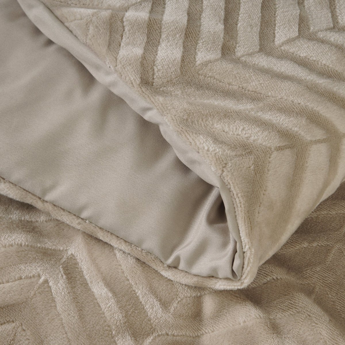 Teddy Fleece Duvet Cover Set Chevron | Taupe | Single - 140cm (W) x 220cm (L) - The Bedding & Blankets Store