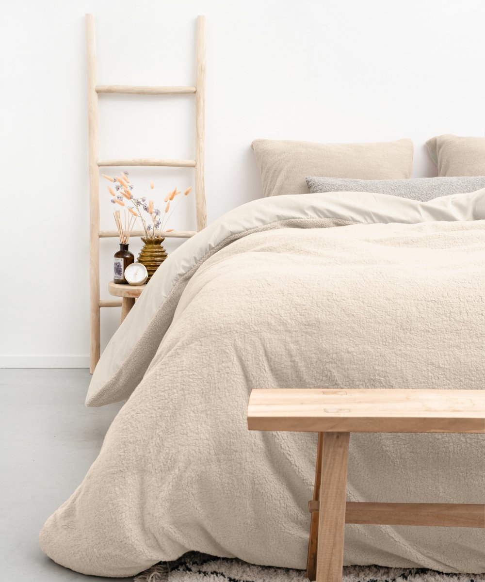 Teddy Fleece Duvet Cover Set | Cream | Single - 140cm (W) x 220cm (L) - The Bedding & Blankets Store