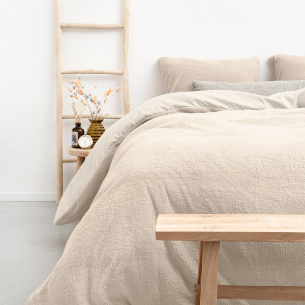 Teddy Fleece Duvet Cover Set | Cream | Single - 140cm (W) x 220cm (L) - The Bedding & Blankets Store