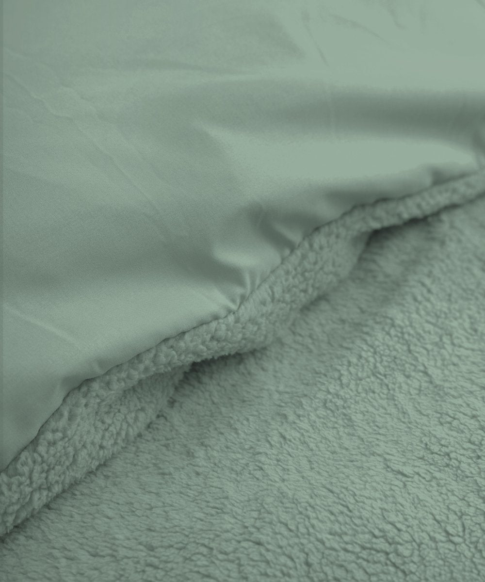 Teddy Fleece Duvet Cover Set | Dark Green | Single - 140cm (W) x 220cm (L) - The Bedding & Blankets Store