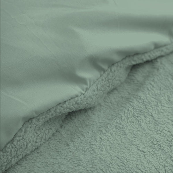 Teddy Fleece Duvet Cover Set | Dark Green | Single - 140cm (W) x 220cm (L) - The Bedding & Blankets Store