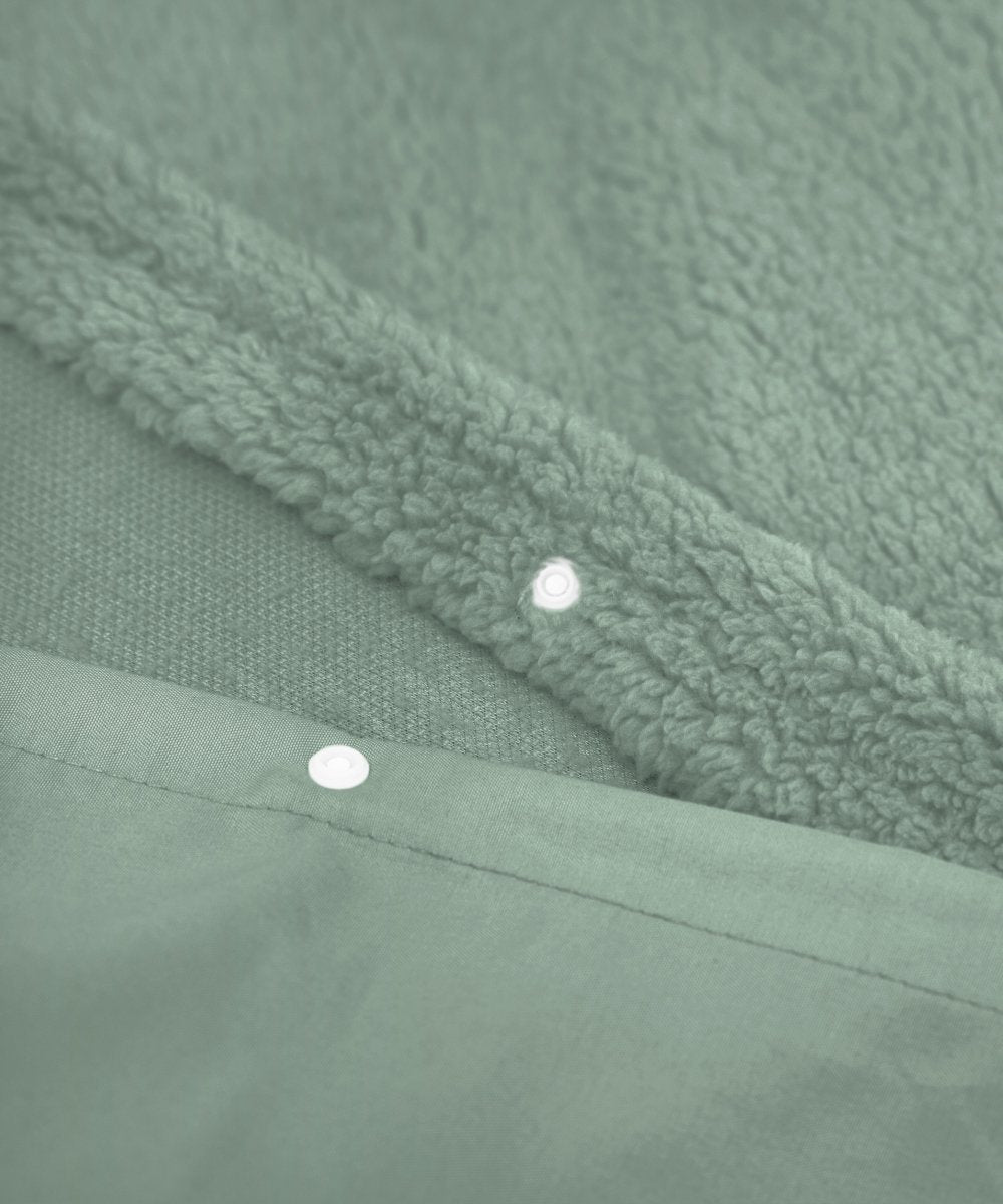 Teddy Fleece Duvet Cover Set | Dark Green | Single - 140cm (W) x 220cm (L) - The Bedding & Blankets Store