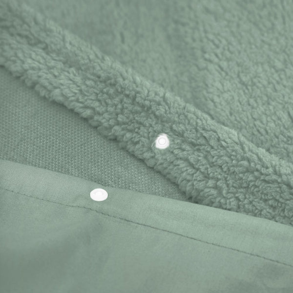 Teddy Fleece Duvet Cover Set | Dark Green | Single - 140cm (W) x 220cm (L) - The Bedding & Blankets Store