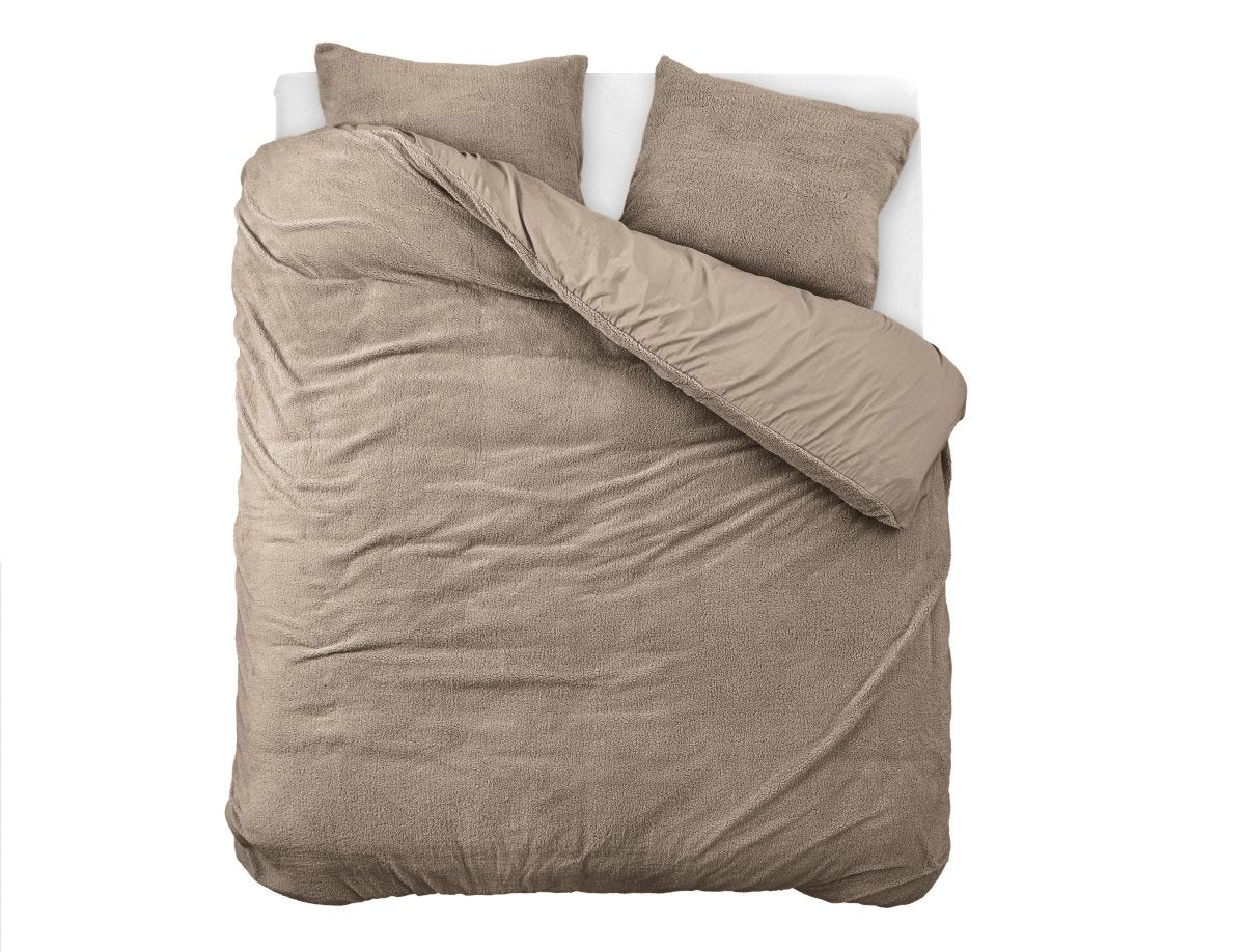 Teddy Fleece Duvet Cover Set | Deep Taupe | Double - 200cm (W) x 220cm (L) - The Bedding & Blankets Store