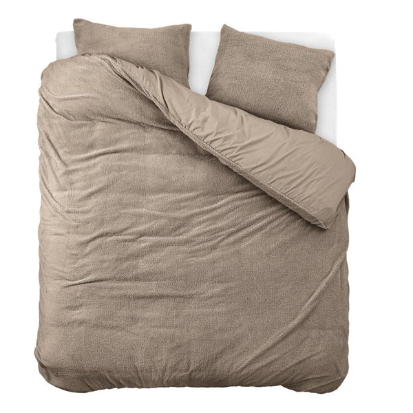 Teddy Fleece Duvet Cover Set | Deep Taupe | Double - 200cm (W) x 220cm (L) - The Bedding & Blankets Store