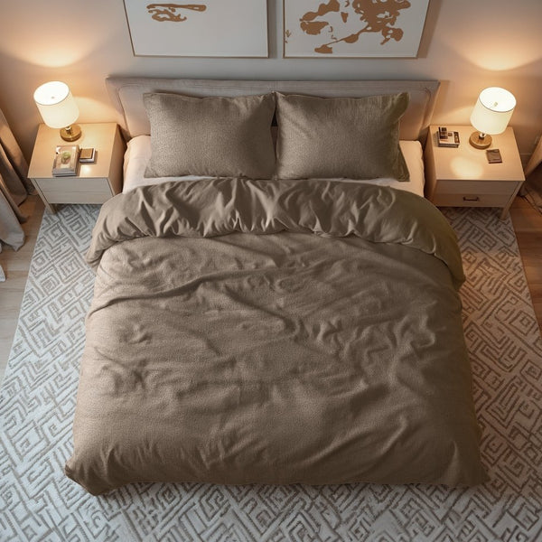 Teddy Fleece Duvet Cover Set | Deep Taupe | Single - 140cm (W) x 220cm (L) - The Bedding & Blankets Store