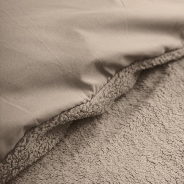 Teddy Fleece Duvet Cover Set | Deep Taupe | Single - 140cm (W) x 220cm (L) - The Bedding & Blankets Store