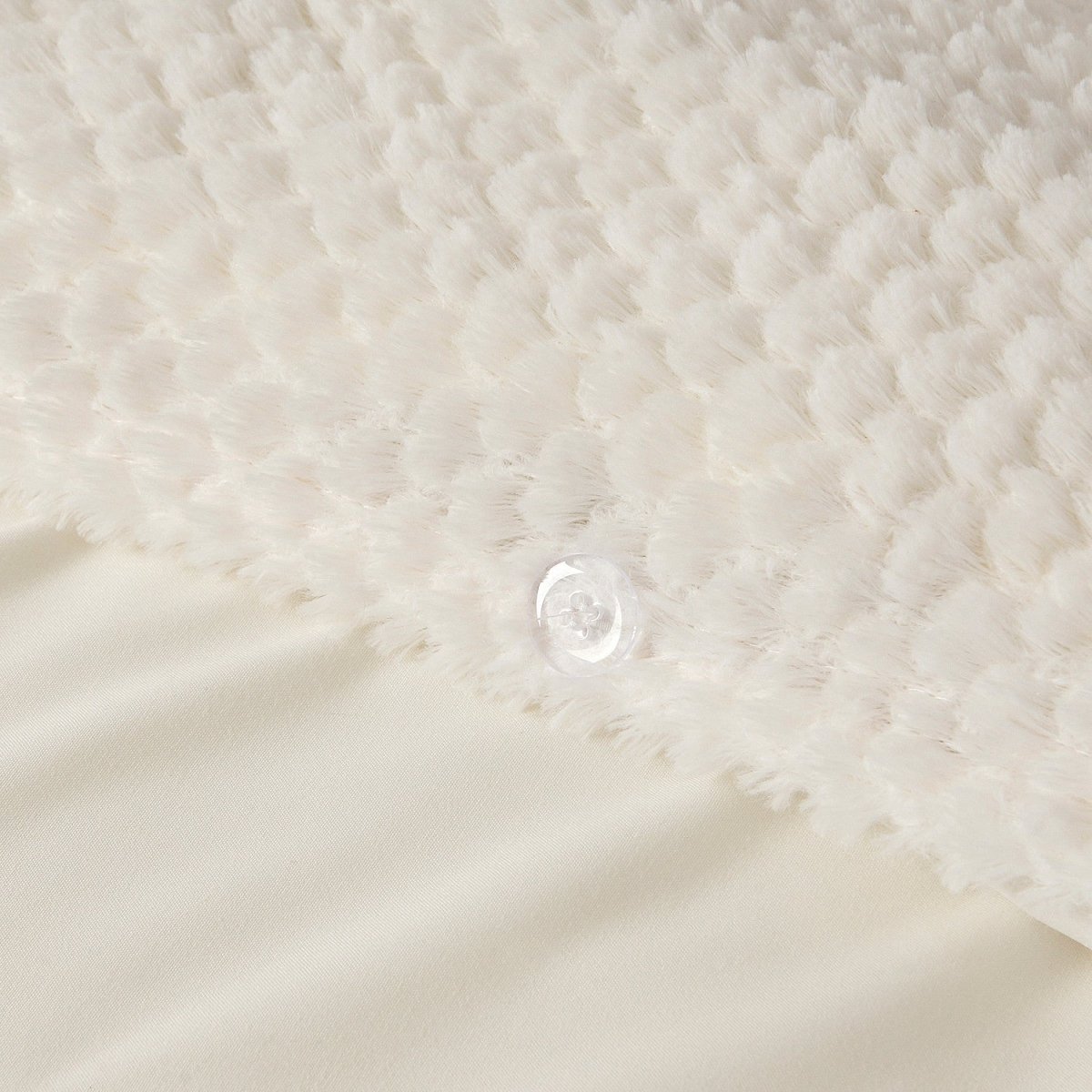 Teddy Fleece Duvet Cover Set Fur | Beige | Single - 140cm (W) x 220cm (L) - The Bedding & Blankets Store