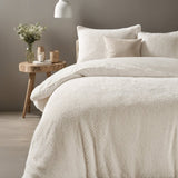 Teddy Fleece Duvet Cover Set Fur | Beige | Single - 140cm (W) x 220cm (L) - The Bedding & Blankets Store