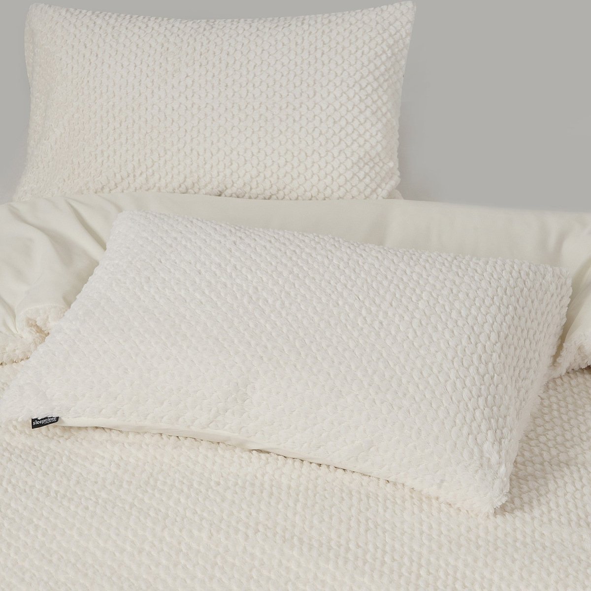 Teddy Fleece Duvet Cover Set Fur | Beige | Single - 140cm (W) x 220cm (L) - The Bedding & Blankets Store