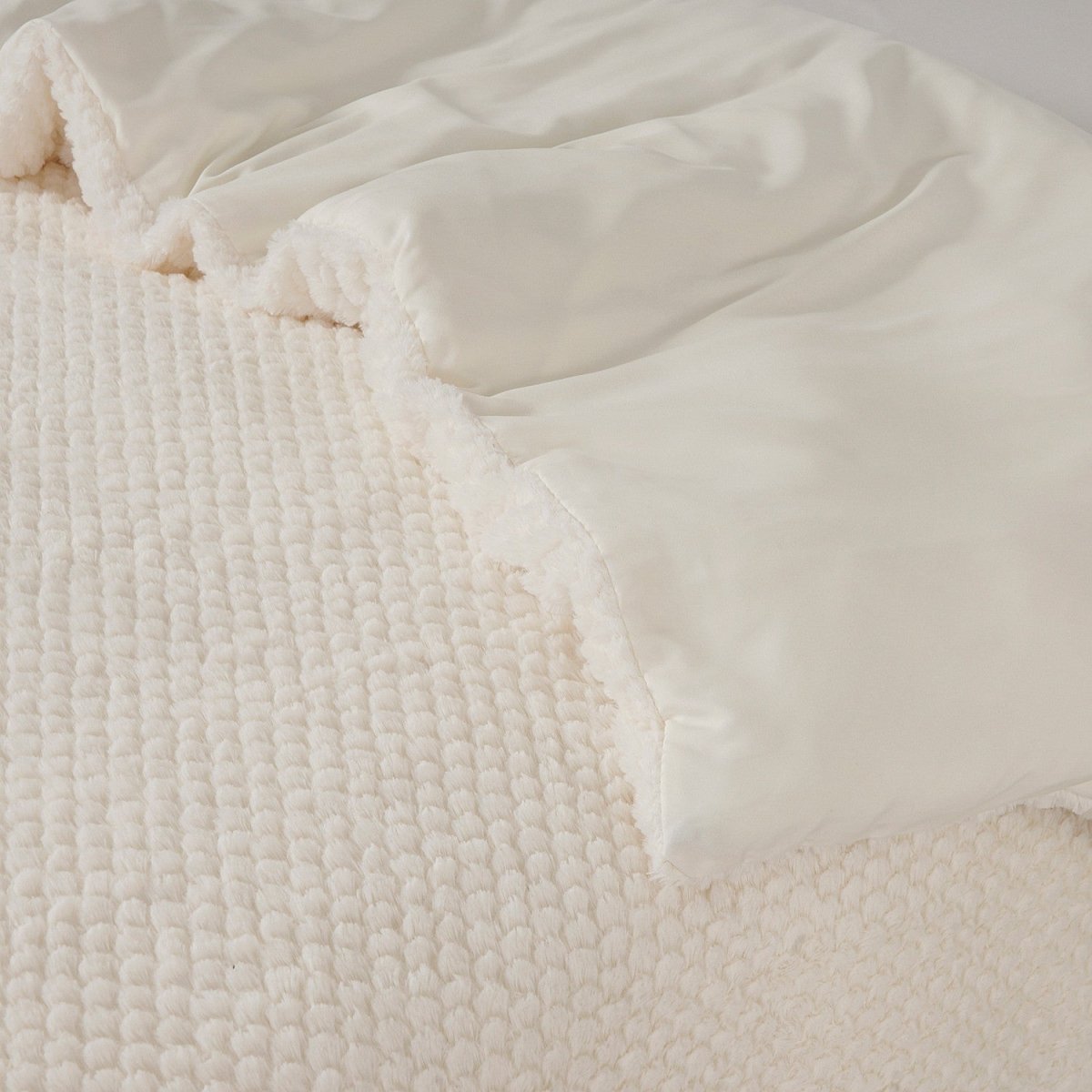 Teddy Fleece Duvet Cover Set Fur | Beige | Single - 140cm (W) x 220cm (L) - The Bedding & Blankets Store
