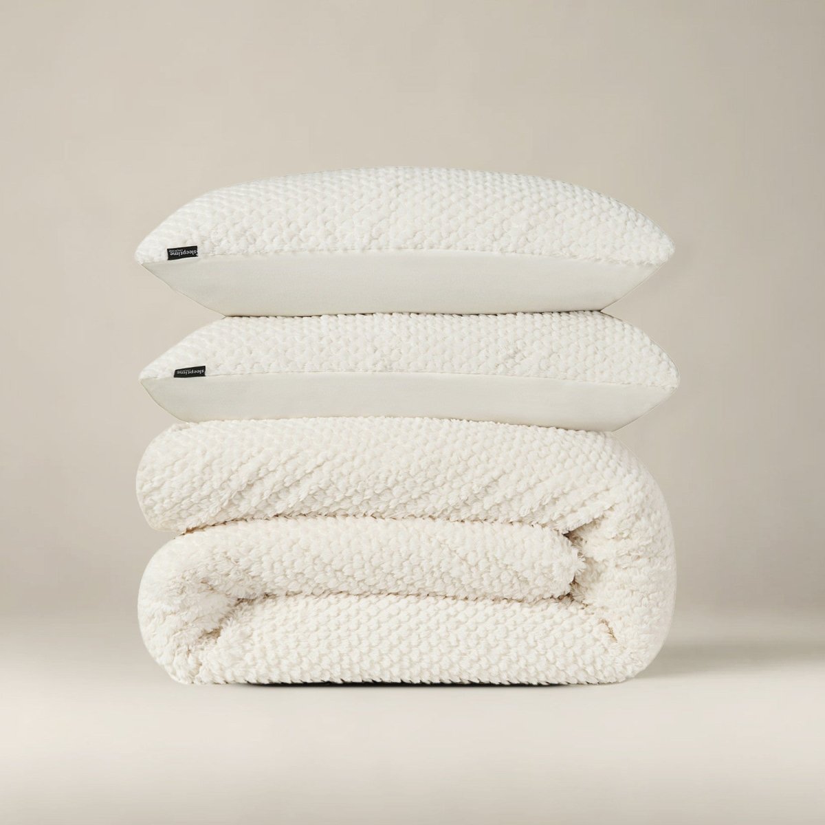Teddy Fleece Duvet Cover Set Fur | Beige | Single - 140cm (W) x 220cm (L) - The Bedding & Blankets Store