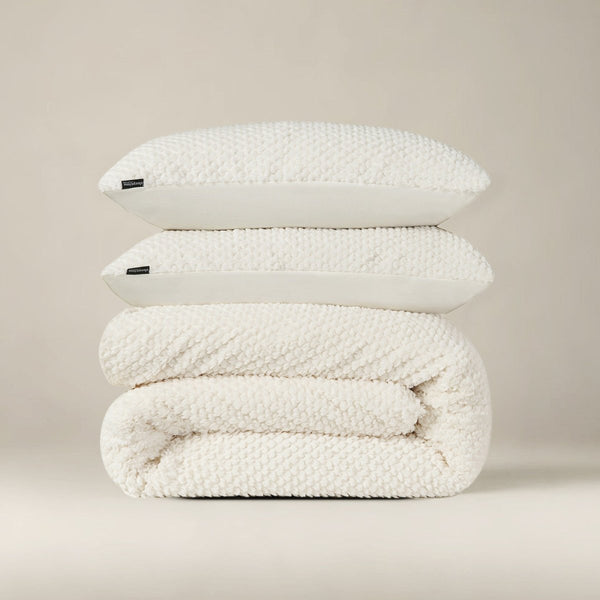 Teddy Fleece Duvet Cover Set Fur | Beige | Single - 140cm (W) x 220cm (L) - The Bedding & Blankets Store