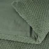 Teddy Fleece Duvet Cover Set Fur | Green | Single - 140cm (W) x 220cm (L) - The Bedding & Blankets Store