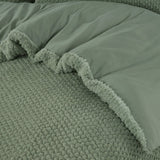 Teddy Fleece Duvet Cover Set Fur | Green | Single - 140cm (W) x 220cm (L) - The Bedding & Blankets Store