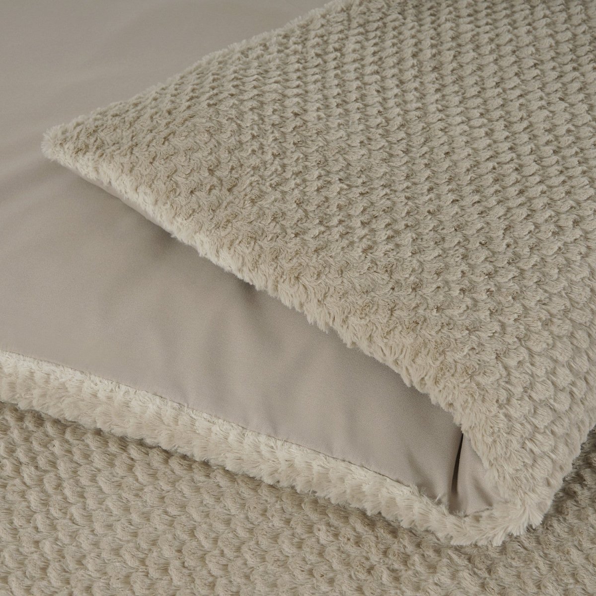Teddy Fleece Duvet Cover Set Fur | Taupe | Single - 140cm (W) x 220cm (L) - The Bedding & Blankets Store