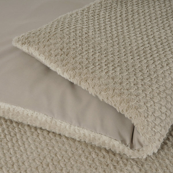 Teddy Fleece Duvet Cover Set Fur | Taupe | Single - 140cm (W) x 220cm (L) - The Bedding & Blankets Store